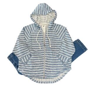 NWT Lucky Brand Blue & Cream Striped Hooded Jacket - SIZE LARGE